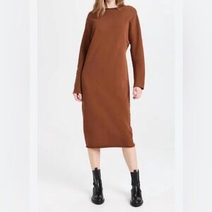 Frank & Eileen Isabelle Funnel Neck Brown Long Sleeve Midi Dress Size S